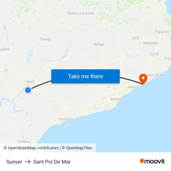 Sunyer to Sant Pol De Mar map