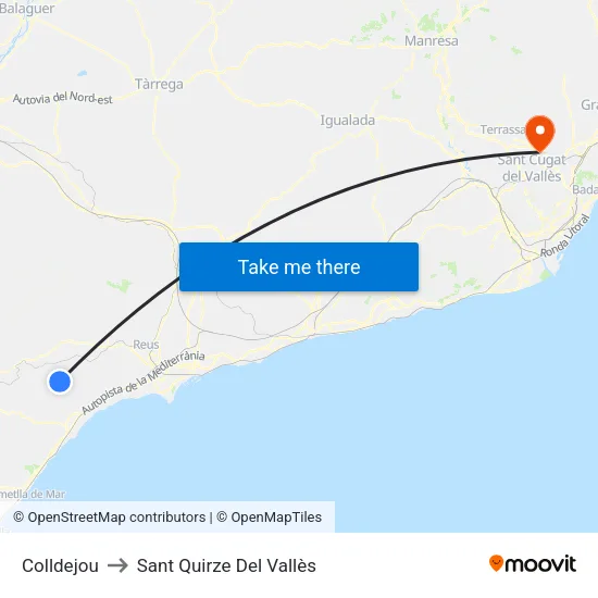 Colldejou to Sant Quirze Del Vallès map