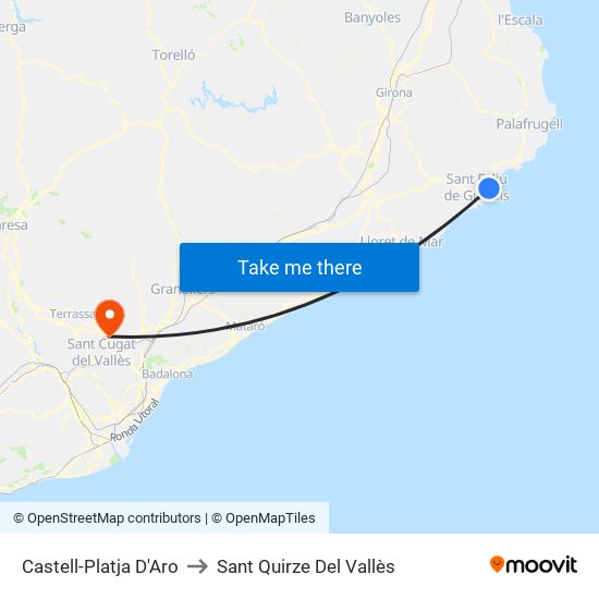 Castell-Platja D'Aro to Sant Quirze Del Vallès map