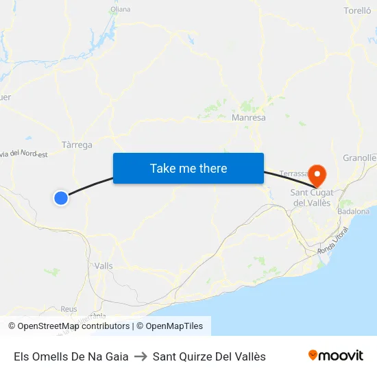 Els Omells De Na Gaia to Sant Quirze Del Vallès map