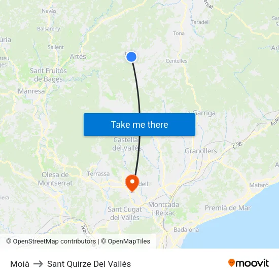 Moià to Sant Quirze Del Vallès map
