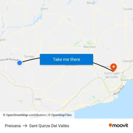 Preixana to Sant Quirze Del Vallès map