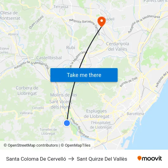 Santa Coloma De Cervelló to Sant Quirze Del Vallès map