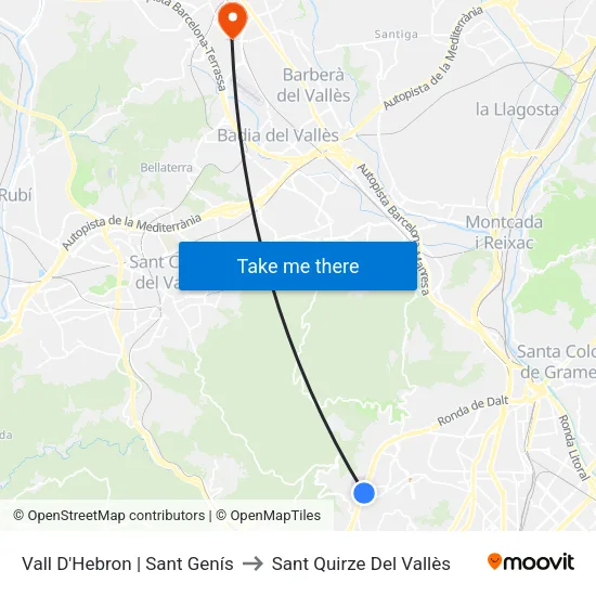 Vall D'Hebron | Sant Genís to Sant Quirze Del Vallès map