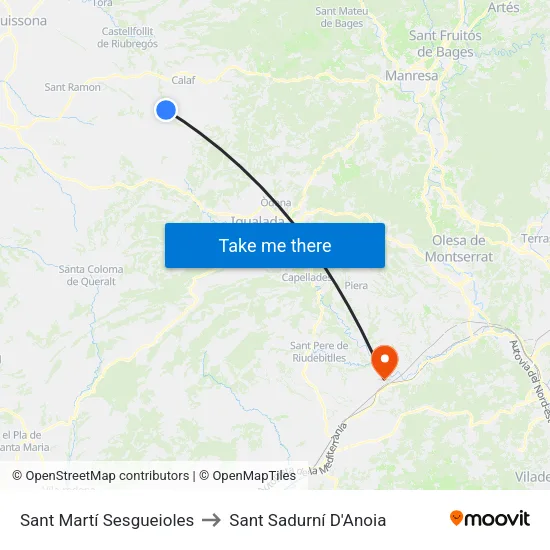 Sant Martí Sesgueioles to Sant Sadurní D'Anoia map