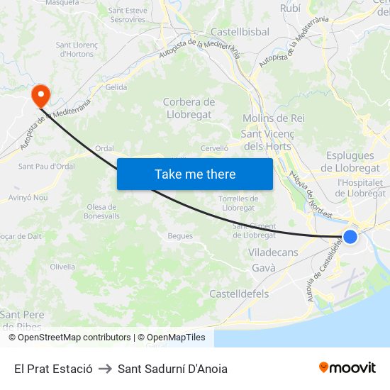 El Prat Estació to Sant Sadurní D'Anoia map