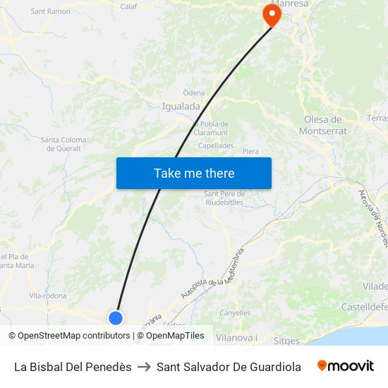La Bisbal Del Penedès to Sant Salvador De Guardiola map