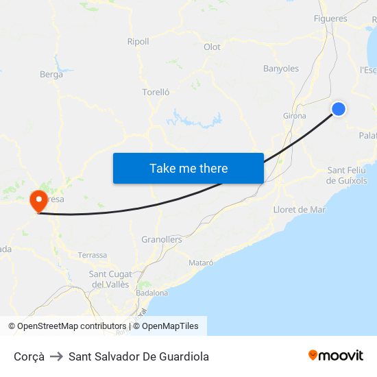 Corçà to Sant Salvador De Guardiola map