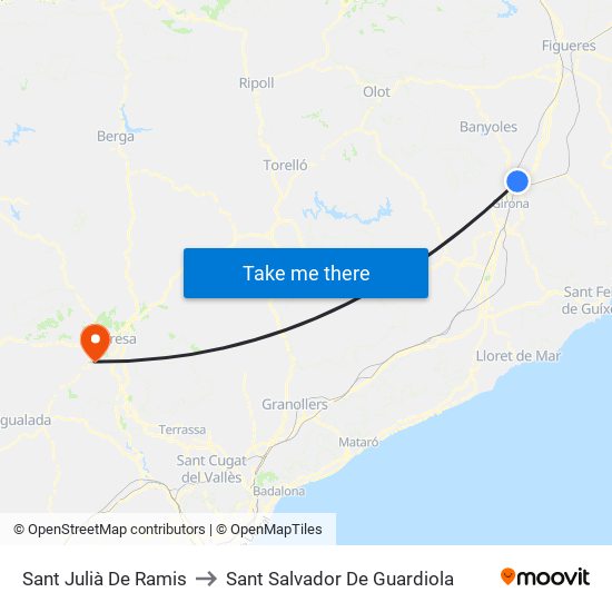 Sant Julià De Ramis to Sant Salvador De Guardiola map
