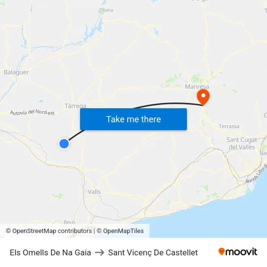 Els Omells De Na Gaia to Sant Vicenç De Castellet map