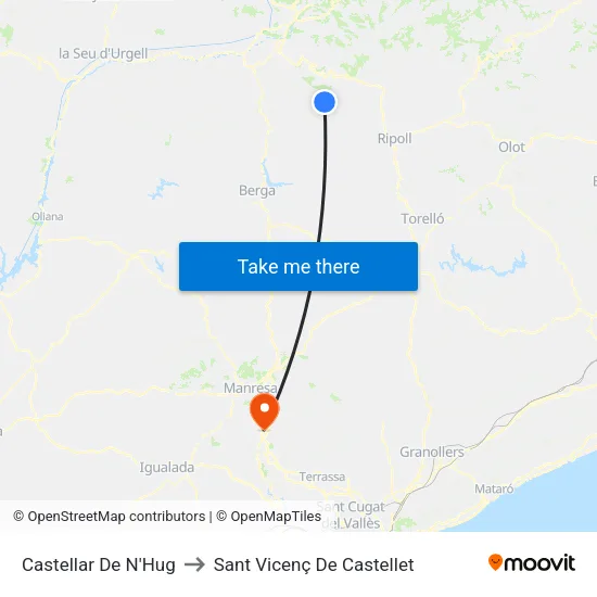 Castellar De N'Hug to Sant Vicenç De Castellet map