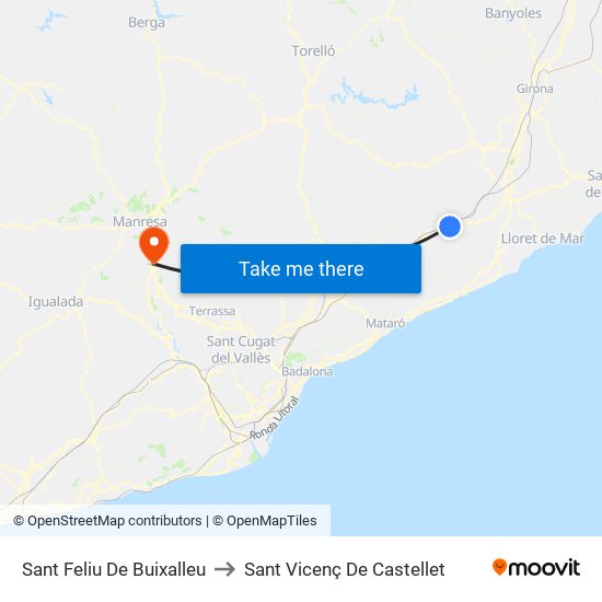 Sant Feliu De Buixalleu to Sant Vicenç De Castellet map