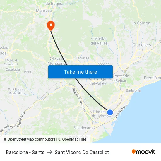 Barcelona - Sants to Sant Vicenç De Castellet map