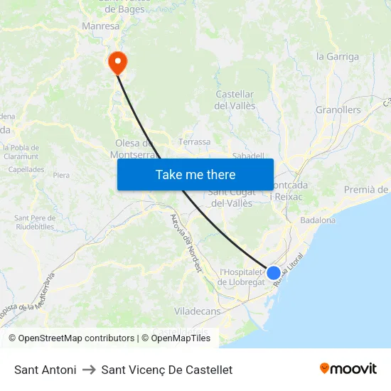 Sant Antoni to Sant Vicenç De Castellet map