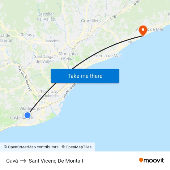 Gavà to Sant Vicenç De Montalt map