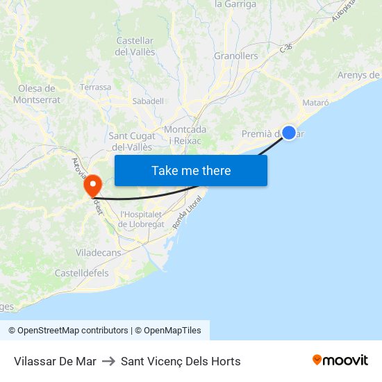 Vilassar De Mar to Sant Vicenç Dels Horts map