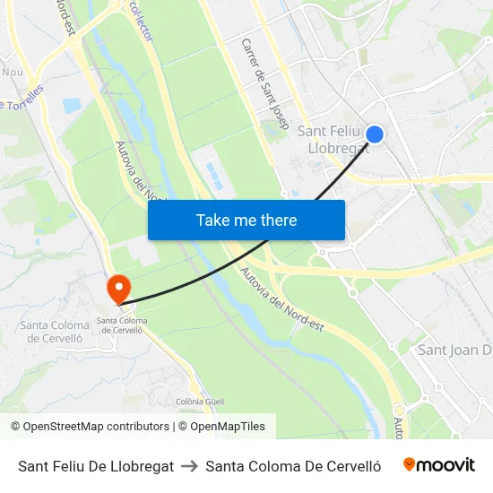 Sant Feliu De Llobregat to Santa Coloma De Cervelló map