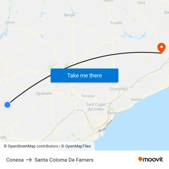 Conesa to Santa Coloma De Farners map