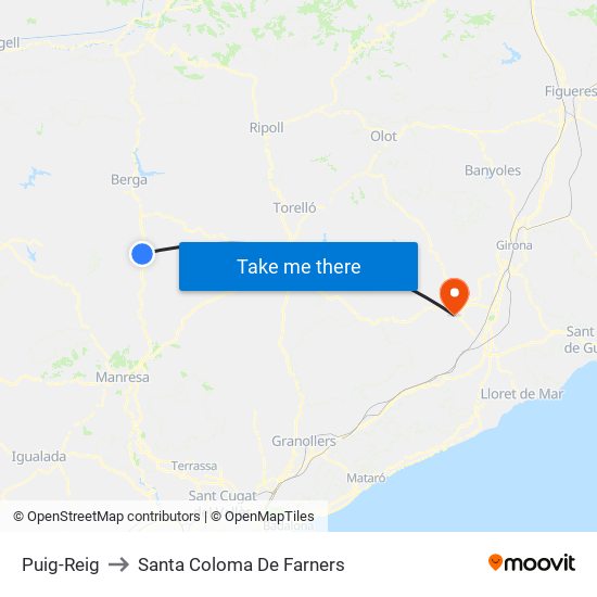 Puig-Reig to Santa Coloma De Farners map