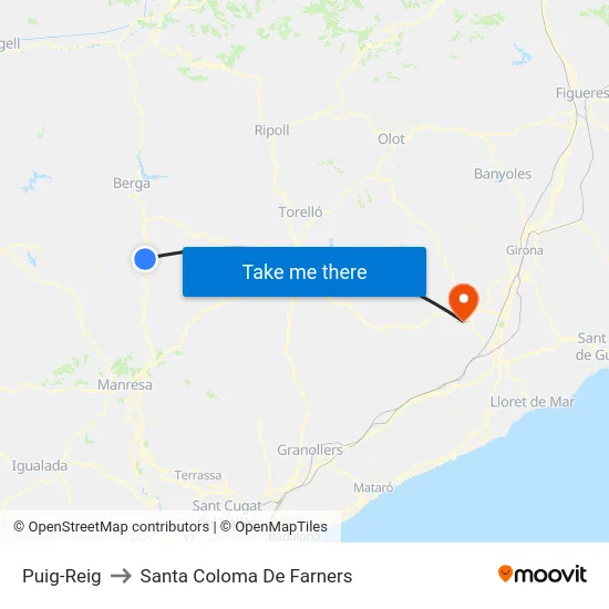 Puig-Reig to Santa Coloma De Farners map