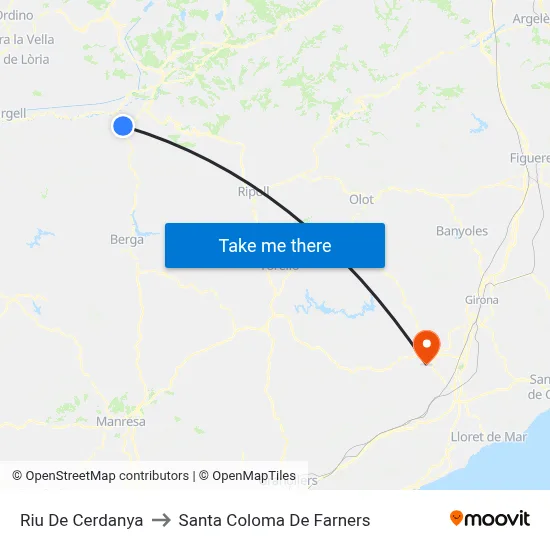 Riu De Cerdanya to Santa Coloma De Farners map