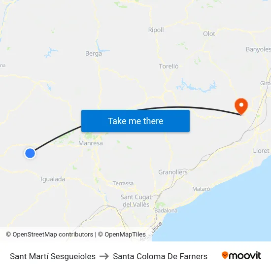 Sant Martí Sesgueioles to Santa Coloma De Farners map