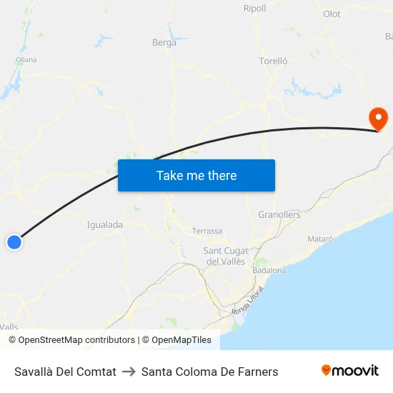 Savallà Del Comtat to Santa Coloma De Farners map