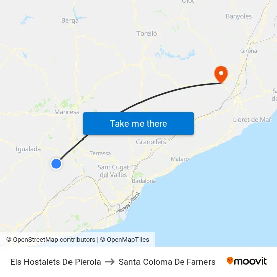 Els Hostalets De Pierola to Santa Coloma De Farners map