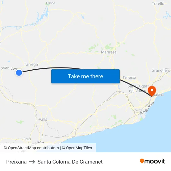 Preixana to Santa Coloma De Gramenet map