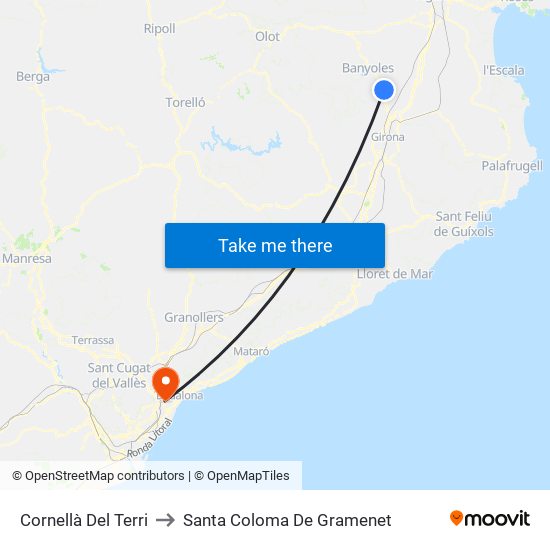Cornellà Del Terri to Santa Coloma De Gramenet map