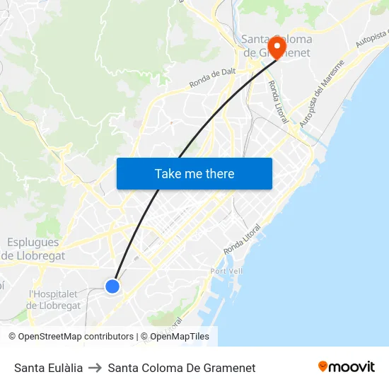 Santa Eulàlia to Santa Coloma De Gramenet map