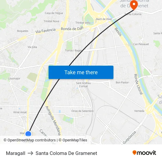 Maragall to Santa Coloma De Gramenet map