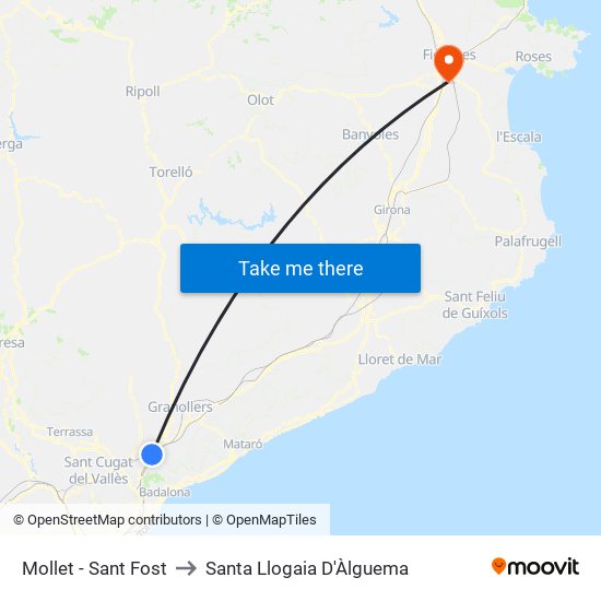 Mollet - Sant Fost to Santa Llogaia D'Àlguema map