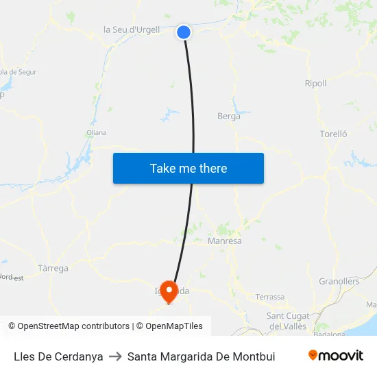 Lles De Cerdanya to Santa Margarida De Montbui map