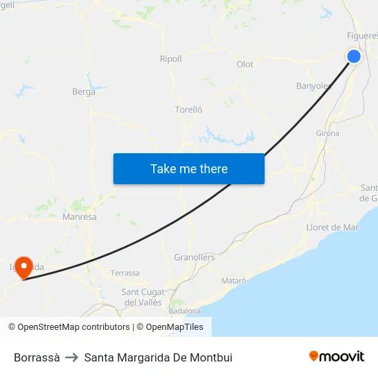 Borrassà to Santa Margarida De Montbui map