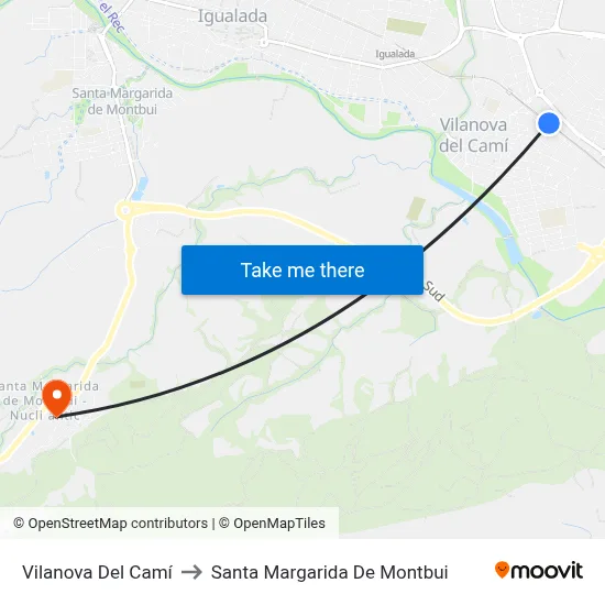Vilanova Del Camí to Santa Margarida De Montbui map