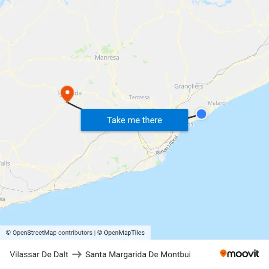 Vilassar De Dalt to Santa Margarida De Montbui map
