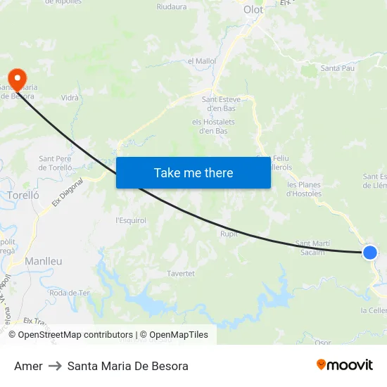 Amer to Santa Maria De Besora map