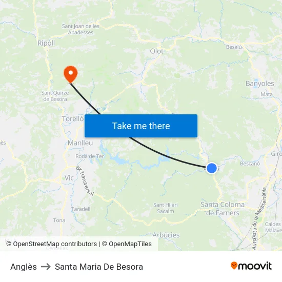 Anglès to Santa Maria De Besora map
