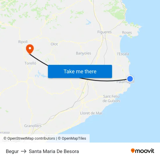 Begur to Santa Maria De Besora map