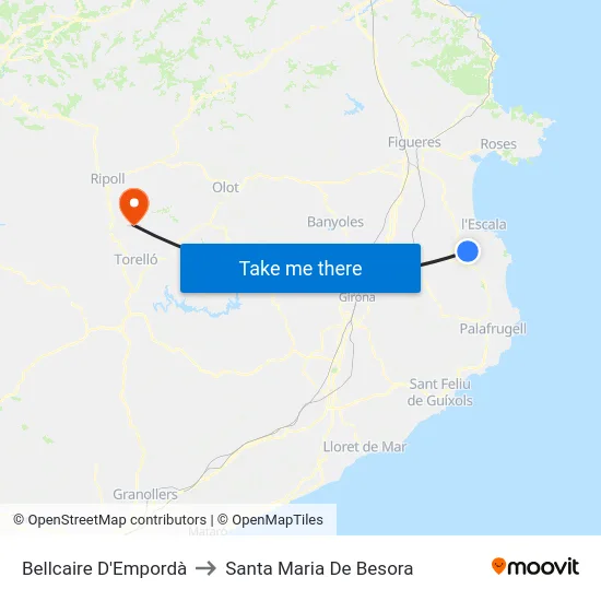 Bellcaire D'Empordà to Santa Maria De Besora map