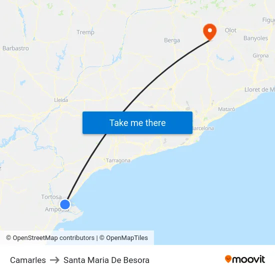 Camarles to Santa Maria De Besora map