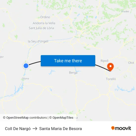 Coll De Nargó to Santa Maria De Besora map