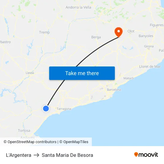 L'Argentera to Santa Maria De Besora map