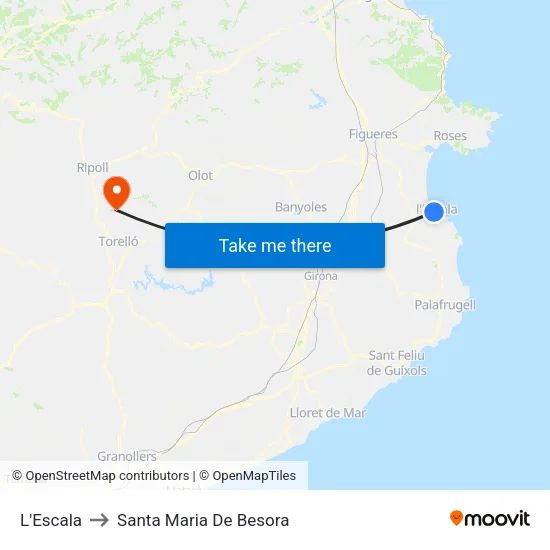 L'Escala to Santa Maria De Besora map