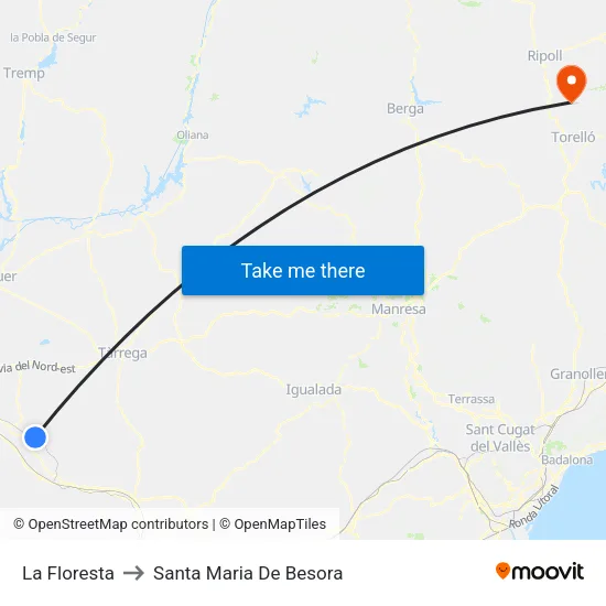 La Floresta to Santa Maria De Besora map