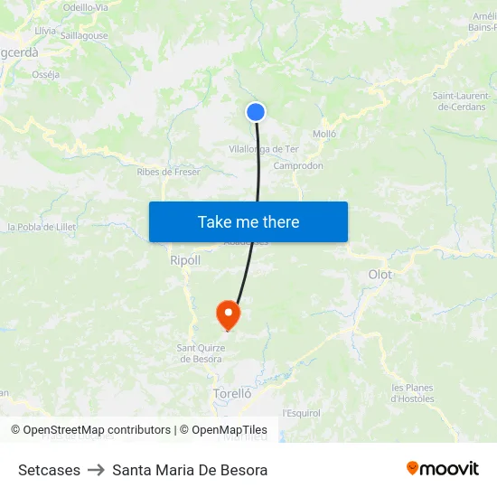 Setcases to Santa Maria De Besora map