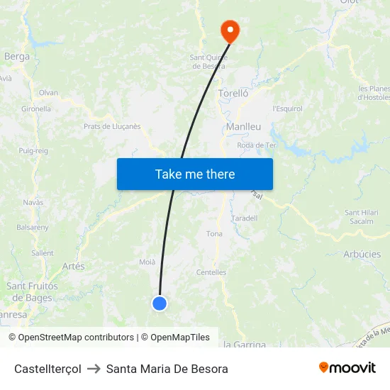 Castellterçol to Santa Maria De Besora map