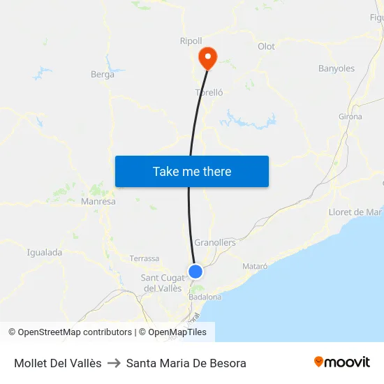 Mollet Del Vallès to Santa Maria De Besora map