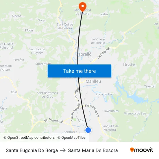 Santa Eugènia De Berga to Santa Maria De Besora map
